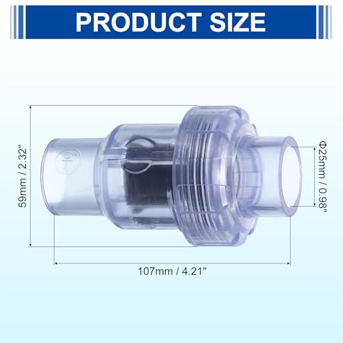 uxcell UPVC Check Valve, 25mm ID Single Union Check Valve Fit 3/4" OD Pipe DN20 Slip Swing No-return Valve for Backflow Prevention, Clear - size: 0.75 Inch