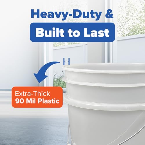 ePackageSupply 5 Gallon Plastic Bucket with Airtight Lid | Made in USA | Food Grade Bucket | BPA-Free | Heavy Duty 90 Mil All Purpose Pail | One 12" Rubber Mallet & One Lid Opener Included | 1 Pack - color: Translucent, size: 1 Pack