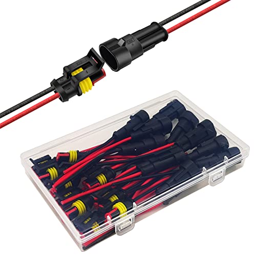 18 AWG 2 Pin Waterproof Connector 2 Pin Automotive Electrical Connectors Quick Disconnect 2 Wire Connectors with 18 Gauge Wire (10 Kits) - color: 2 pin 10 sets, size: 18 AWG