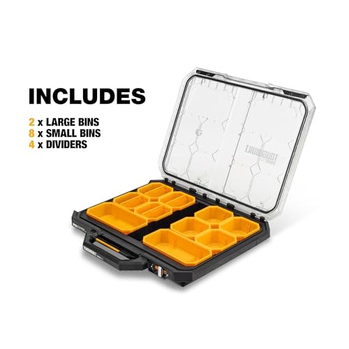 ToughBuilt – StackTech Low Profile Organizer, Slim Modular Storage with Clear Lid, Auto-Locking System & Customizable Compartments (TB-B1-O-10) - size: Low Profile
