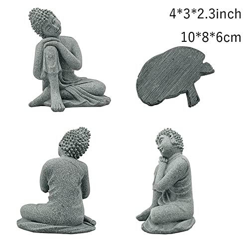 Fish Tank Decorations Aquarium Decoration 4inch Ornaments Accessories Betta Fish Rest Leaf Buddha (Type-B-Set-Buddha)
