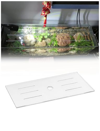 Anti Jump Aquarium Cover, 3 mm Clear Fish Tank Lid with Feeding Hole and Vent Slots, Transparent Top Cover for Open Aquariums, Shrimp Tanks(43.7x7.9in) - size: 43.7x7.9in