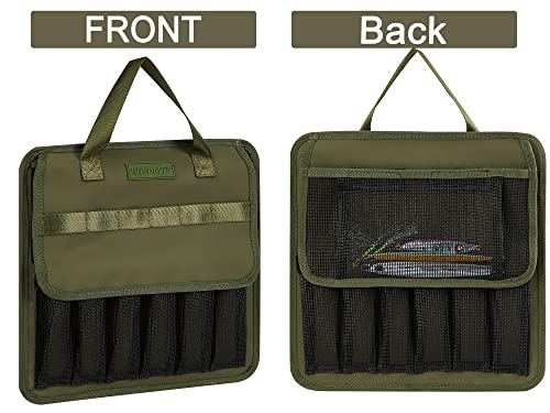 Fishing Jig Bag Large Lures Bags Saltwater & Freshwater,Slow Pitch Jigs Storage Bag Suitable For Max 10inch Jigs,Heavy Duty Offshore Fishing Jigs Lead Bag For Men Gifts Waterproof Army Green