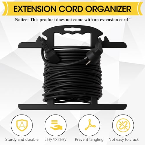 Ripeng 2 Pcs Heavy Duty Extension Cord and Hose Reel with Carrying Handle, Durable ABS H-shape Design Fits 100ft Cord Cable or Water Hose, 50ft Soaker Tube Management (Black) - color: Black