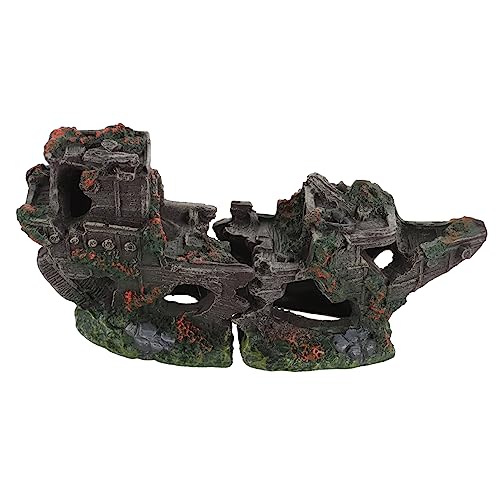 DOITOOL Creative Shipwreck Aquarium Ornament Underwater Fish Tank Decoration Vivid Resin Design for Hiding Place and Natural Habitat Enhancement