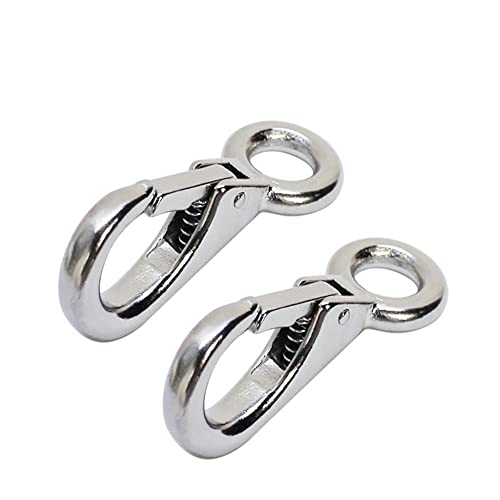 2/4Pcs Heavy Duty Stainless Steel 316 Spring Snap Hook Fixed Eye Clip Carabiner Marine Clip Dock Hardware Accessories - color: 2Pack, size: 0#