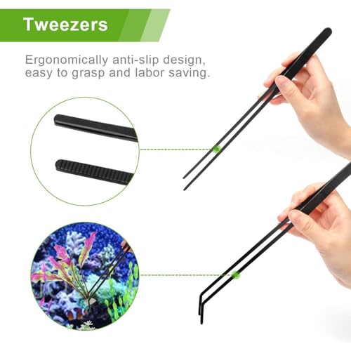 KABASI 4 in 1 Aquarium Coral Feeder Kit, 2PCS Coral SPS HPS Coral Feeder with 2PCS Tweezers, Long Arcylic Marine Reef Aquarium Syringe Liquid Fertilizer HPS Tube for Reef/Anemones/Eels/Lionfish