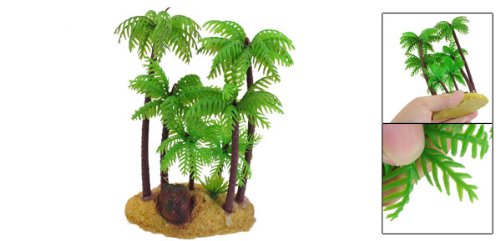 JARDIN Plastic Palm Tree Plant Underwater Aquarium Ornament, 5.4-Inch, Green/Brown