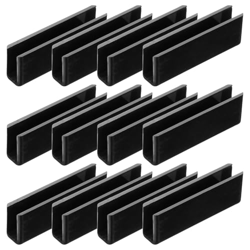 uxcell 12Pcs Plastic Glass Connector, 180 Degree Glass to Glass Clamp for 6mm Thick, Fixing Bracket Rimless Clip Holder for Aquarium Fish Tank Display Shelves, (6mm, Black) - size: 6mm