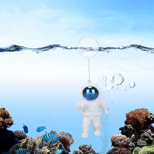 1 Pack Blue-White Floating Aquarium Decorations - Cute Astronaut Figurines for Fish Tanks, Safe Resin Underwater Ornaments for Freshwater/Saltwater, Home/ Office Aquascaping Fish Tank Accessories