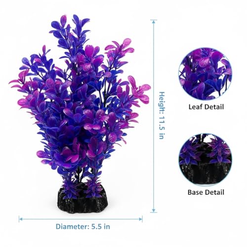 Mipukbay Purple Aquarium Plants - Artificial Plastic Fish Tank Decor, Realistic Ornament Safe for Fish & Shrimp, Low-Maintenance Aquascaping Plants for Freshwater/Saltwater Tank Landscaping - color: Purple-1