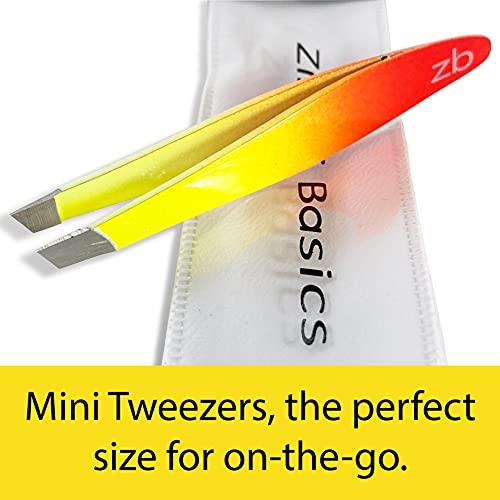 Zizzili Basics Mini Slant Tweezers - Best Tweezers for Eyebrow, Facial Hair Removal and your Precision Needs (Sherbet) - color: Sherbet