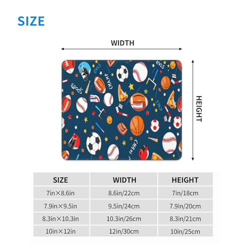 Basketball Soccer Baseball Fashion Mouse Pad,Pad Mousepads with Non-Slip Rubber Base for Laptop Desktop Computer, 7 X 8.6 in - color: Basketball Soccer Baseball, size: 7L x 8.6W inches
