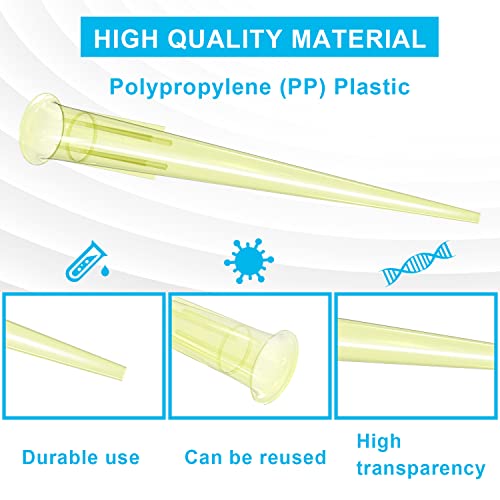 ONiLAB Pipette Tips 200 UL 1000 PCS Clear Yellow Laboratory Universal Plastic Liquid Pipettor Tips Polypropylene (PP) Autoclavable, 200uL(1000PCS) - size: 200uL(1000PCS)
