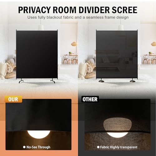 Room Divider Panel, 100% Blackout Privacy Screens with Wider Feet, 5 Ft Portable Room Partition for Room Separator, Room Divider Screen Partition Room Dividers Freestanding - size: 1 Panel 5FT W