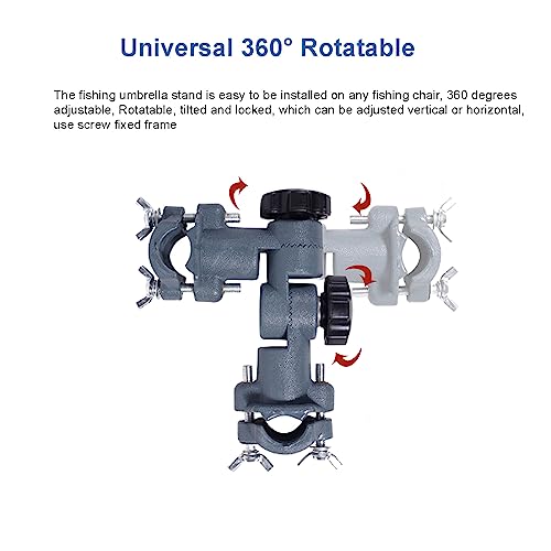 Ragyzity Strong Umbrella Bracket - 360 Degree Rotation, Lures Dish/Flashlight Holder for Fishing, Tank, Chair (2pcs) - size: 2 Pieces