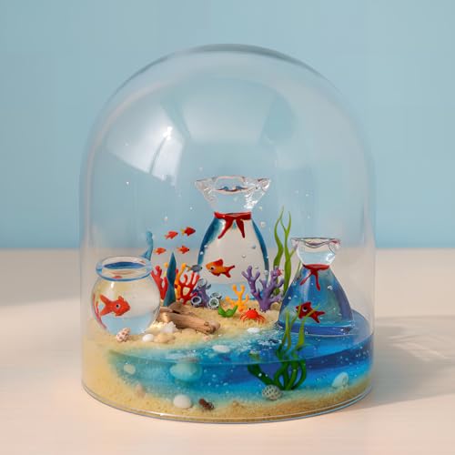Novabright 3 Pcs Miniature Glass Fish Tank Figurine Tiny Goldfish in a Bag Mini Decorative Aquarium Ornament for Dollhouse Miniature DIY Seaworld Ocean Lover Gift (Goldfish) - color: Goldfish