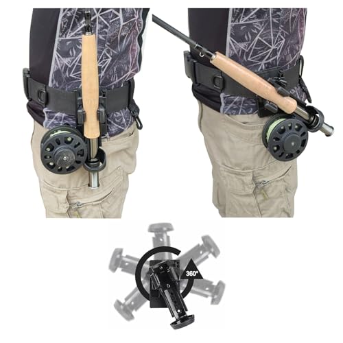 Fly Fishing Rod Holder,3rd Hand Belt Clip Rod Holder,Fly Fishing Wader Belt,Fishing Belt, for Fly Fishing and Spinning Rods