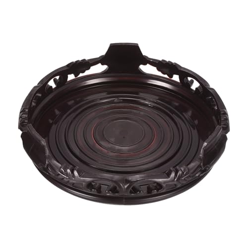 PATIKIL Planter Display Stand, 5.9 Inch Dia Plastic Round Bonsai Base Imitation Wood Style Stand Holder Home Decor Display for Table Lamp Teapot Base, Black - size: 5.9 Inch