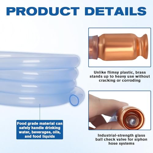 Wadoy Gas Siphon Hose Pump, Shaker Siphon for Gasoline/Fuel/Water Transfer, Safety Self Priming Hose 1/2" Valve - size: 6FT