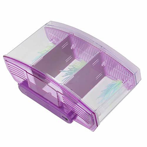 2 Betta Fish Tank With Divider, Aquarium Fish LED Acrylic Three Divisions Breeding Isolation Box for Small Fishes Aquarium Fish () - color: Purple