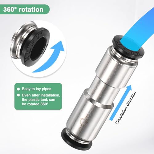 M METERXITY 3/8" OD Check Valve, Nickel Plated Brass Push to Connect Fitting One Way Check Valve for Tire Pump/Aquarium Air Pump/Gas Pipeline, Quick Release Fitting [Silver Black] - color: Silver Black, size: 3/8" OD