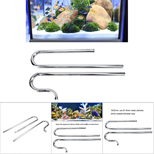 Aquarium Inflow Pipe, Lily Pipe Skimmer Stainless Steel Outflow Oil-Film Skimmer Filter Pipe Fish Tank Supplies (16/22mm)