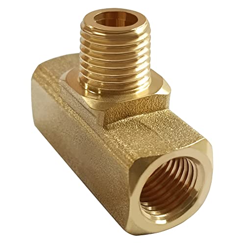 Uenede 2PCS Brass Tee Pipe Fitting 1/4" NPT Female x 1/4" NPT Male x 1/4" NPT Female for Water/Oil/Gas - style: Female x Male x Female