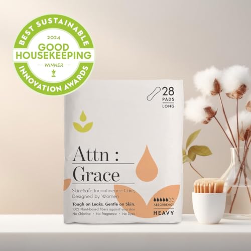 Attn: Grace Heavy Incontinence Pads for Women, 2-Pack (56 Pads Total / 28 per Pack) - Plant-Based, High Absorbency, Breathable - Incontinence Pads for Heavy Bladder Leaks & Sensitive Skin - size: 2 Pack
