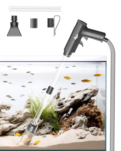AQQA Aquarium Gravel Cleaner, 4-in-1 Upgrade Suction Power Manual Fish Tank Gravel Vacuum Cleaner Tools for Aquarium Water Changer with Water Flow Adjustment Use for Fish Tank Cleaning Gravel Sand