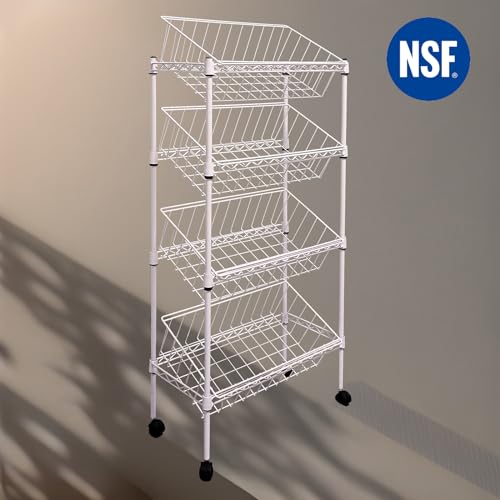 NSF white 4-layer storage rack, kitchen basket rack, vegetable tableware sorting, laundry room dirty clothes storage, detachable storage basket, multifunctional household epoxy resin - size: 4-White DIY basket