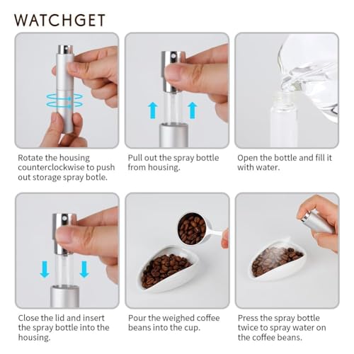 watchget Coffee Bean Dosing Cup & Static Reduction Spray Bottle Kit for Espresso Bar, Ceramic Single Dose Tray for Brewing/Tea, Barista Accessories Set, White - color: White
