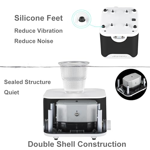 Carefree Fish 5/10W Aquarium Air Pump Dual Outlets Super Quiet Oxygen Pump with 6Ft Silicone Anti-Shedding Tubing and 2 Bubble Stones - size: 10W