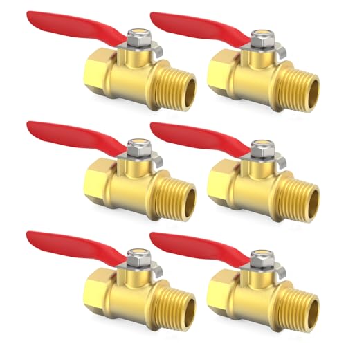 ChillWaves Brass Ball Valve, Air Compressor Ball Valve Shut Off Switch 1/4" NPT Male x 1/4" NPT Female Thread Pipe Fitting(6-PACK) - size: 1/4" MNPT x 1/4" FNPT, style: PACK OF 6