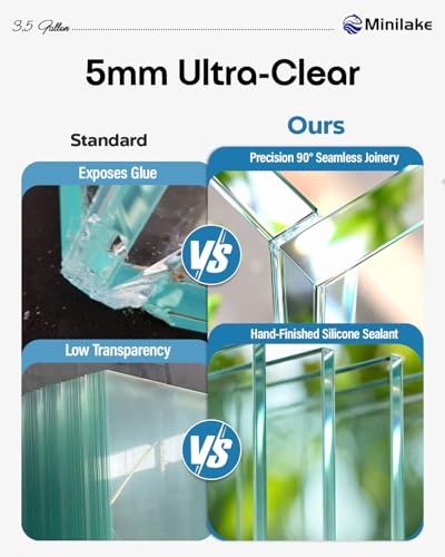 3.5 Gallon Easy to Maintain Small Aquarium for Betta,Snails, Shrimp and Aquatic Planting. - color: Transparent, size: 3.5 Gallon