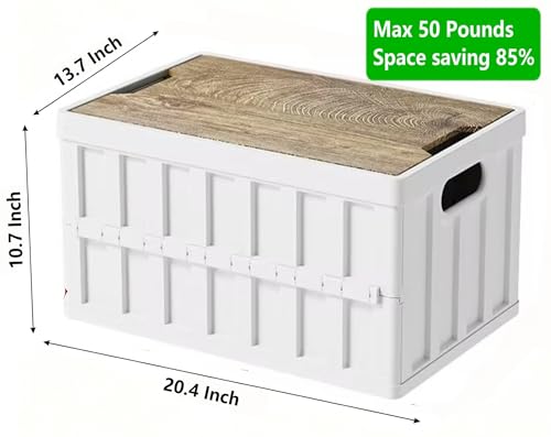 VIMI 50L Collapsible Storage Bins with Lids Stackable Utility Crates with Handles Plastic Large Folding Containers for Organizing Tools,Books,Food,Drinks,Camping&Transport (White-3 Pack) - color: White-3 Pack