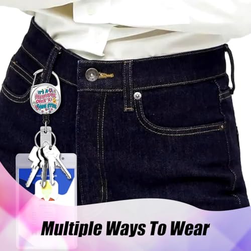 Funny Optometry Badge Reel, Retractable ID Badge Holder Heavy Duty with 360°Swivel Carabiner Belt Clip for Optometrist Eye Doctor Vision, Optometry Student Graduation Gifts - color: Beautiful Day