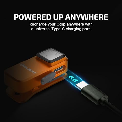 OLIGHT Oclip Rechargeable EDC Flashlight 300 Lumens Dual Sources Compact Pocket Clip Light, Convenient USB C Charging, Magnetic Flash Lights for Working, Cycling, Emergency, Signaling Tool(Orange)