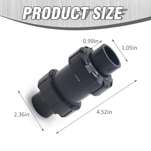 PVC True Union Check Valve, 3/4 Inch Slip Swing Full Port Utility, Sch80 Socket Backflow Prevention for Pool, Plumbing & Utility (Slip Connection)