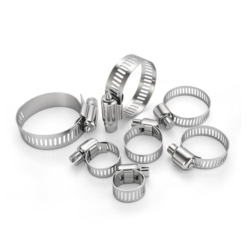 30PCS 304 Stainless Steel Hose Clamp Assortment Kit, 3/8'' - 5/8'' (10-16mm) Adjustable Worm Gear Fuel Line Clamp for Plumbing, Automotive And Mechanical Applications - size: 30pcs 10-16mm