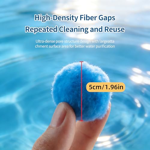YUAN LIN 3.1 lbs Pool Filter Balls, Efficient Swimming Pool Filter Sand Alternative, Reusable Eco-Friendly Filter Media Balls, Replace 100 lbs Filter Sand, Lasts for Several Seasons - color: blue and light blue and black