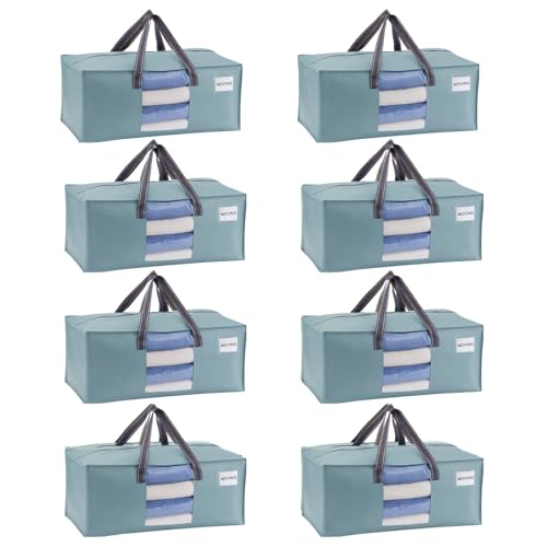 VENO 8 Pack Heavy Duty Moving Bags, Packing Bags with Clear Window, Alternative to Moving Boxes, Storage Bins for Clothes, Blankets, Comforters, College Dorm Essentials (Light Blue Matte, 8 Pack) - color: Light Blue Matte, size: 8 Pack
