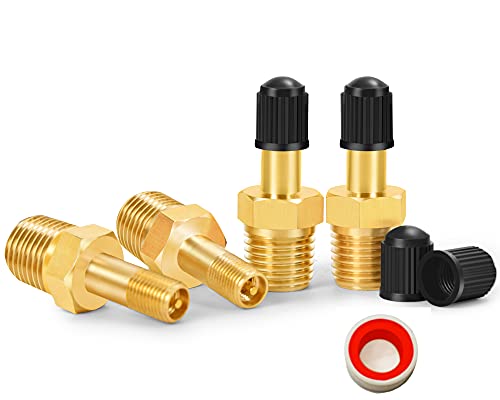 GODESON 1/4" NPT Tank Valve, Anti-Corrosion Brass Schrader Valve with 1/4" Male NPT,Using with Air Compressor Tanks(Pack of 4) - style: 1/4"NPT