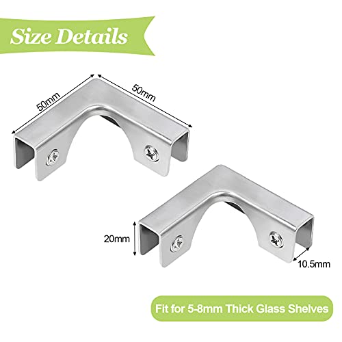4Pcs Stainless Steel Glass Clamp 2 Way Glass Connectors Rimless Clip Holder for Fixing or DIY Fish Tank, Wind Guard, Display Cabinet, for 5-8mm Thickness - color: Stainless Steel,for 5-8mm, size: 4 Pieces