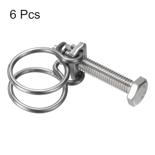 uxcell 6Pcs Double Wire Hose Clamp, 24-27mm Adjustable Stainless Steel Wire Hose Clips with M8 Bolt for Dust Collection Hose, Pump Hose Pipe - size: 24-27mm