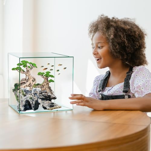 Novelsite Fish Tank Decorations - Large Bonsai Trees with Faux Moss- Aquarium Rocks Aquascaping- Made of Sandstone 17" x 8.6" x 5" Enhance Aquatic Landscape with Realistic Natural Look - color: Tree-bonsai, size: Tree-Bonsai-L