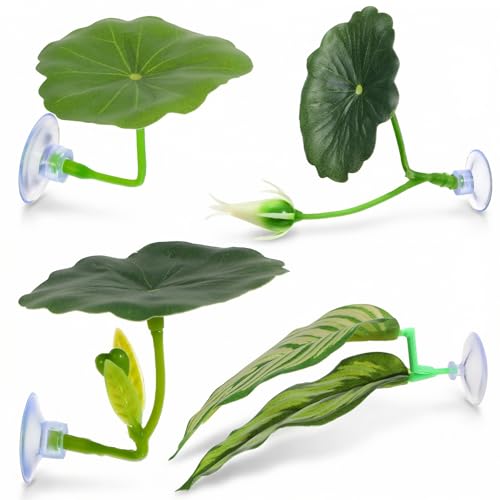 4 Pack Betta Fish Hammock Plant Leaf Pad, Improves Betta Health by Simulating The Natural Habitat, Fish Spawning Grounds Breeding Resting Bed, Fishes Tank Accessories Aquarium Décor