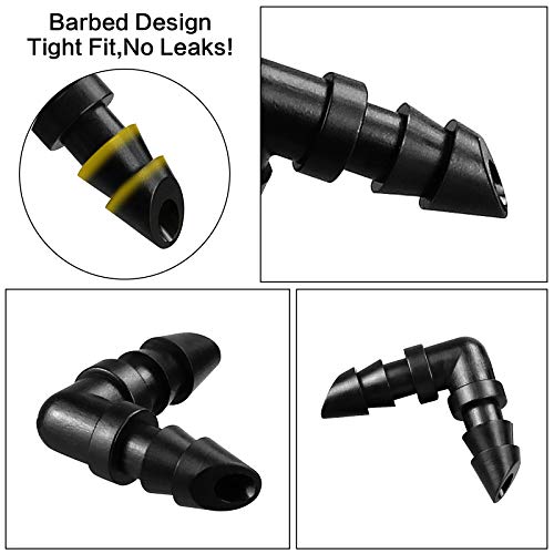 70 Pack Drip Irrigation Barbed Elbow Fittings,Barbed Connector Fits Universal 1/4" Drip Tubing, 90 Degree Drip Line Corner for Drip or Sprinkler System - size: 70P-Elbow Fittings