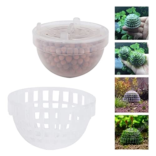 Aquarium Moss Ball Holder, Submerged Plastic, 5 x 3.5cm, Clear Fish Tank Plant Accessory - Mineral Release, Easy Installation, Ideal for Shrimp Breeding and Hiding