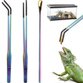 10.6" Colorful Reptile Feeding Tweezers Set with Spoon(3 Pack) | Terrarium & Aquarium Essential Feeding Tools,Appropriate Length,Stainless Steel,Straight & Curved,Soft Rubber Tips